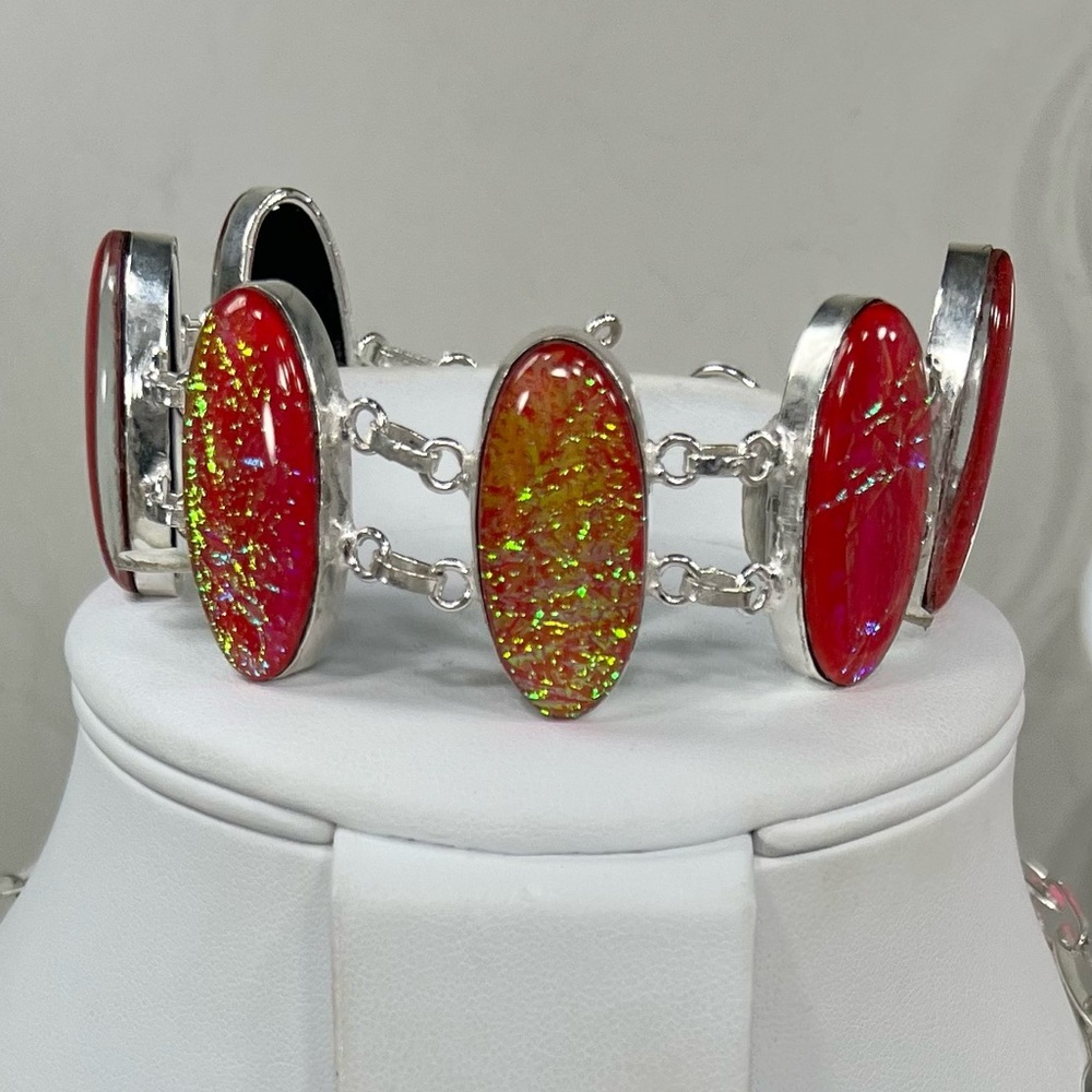 Pink Triplet Opal 925 Medium Bracelet Only